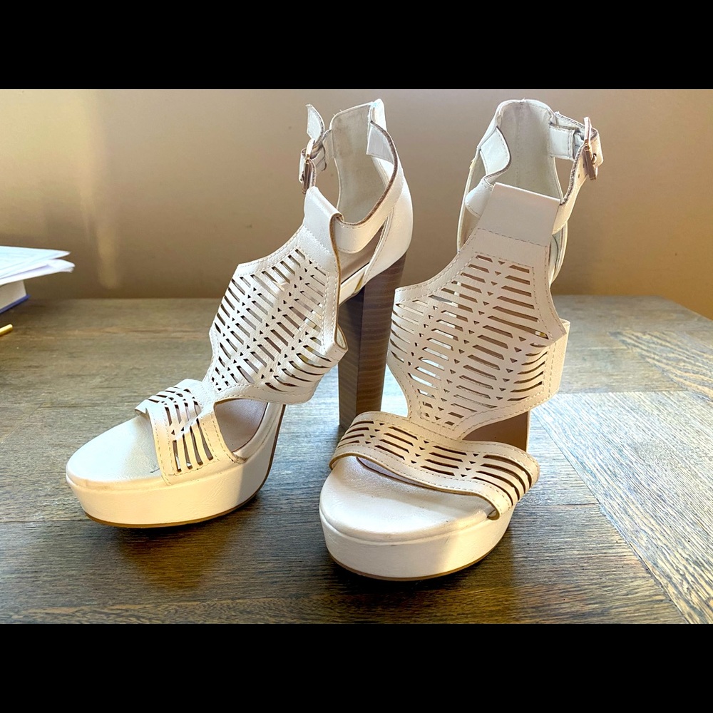 White cage Charlotte Russe platform high heels